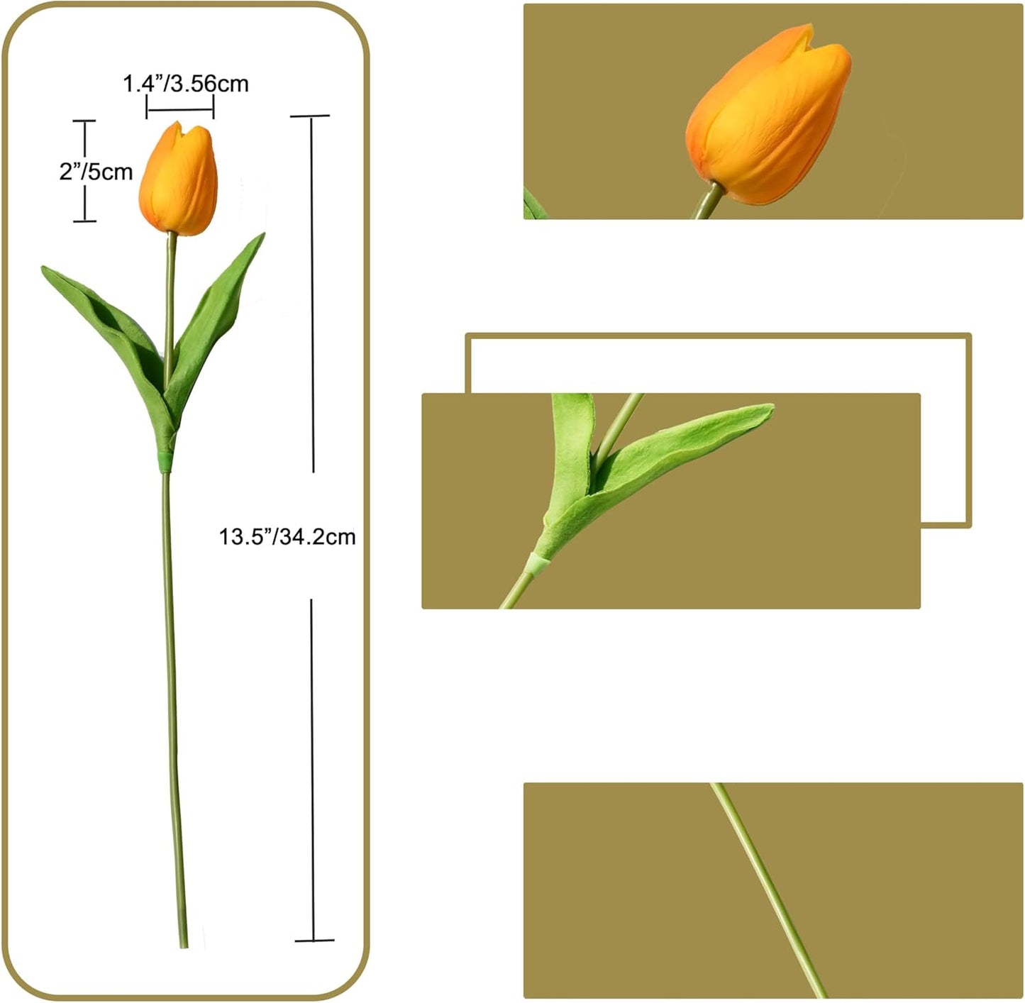 Artificial White Tulips 20 Pcs – 13.5 Inch PU Faux Flowers with Bendable Stems for Home Décor, Wedding Centerpieces, DIY Floral Arrangements, New Year and Valentine's Day