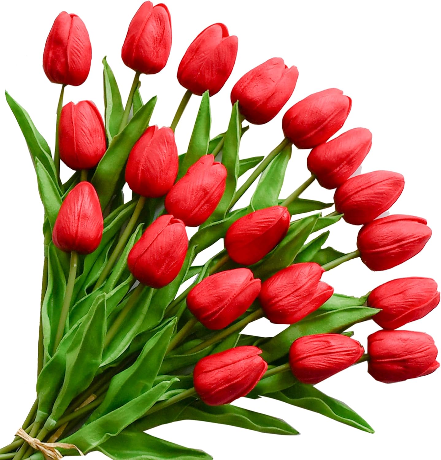 Artificial White Tulips 20 Pcs – 13.5 Inch PU Faux Flowers with Bendable Stems for Home Décor, Wedding Centerpieces, DIY Floral Arrangements, New Year and Valentine's Day