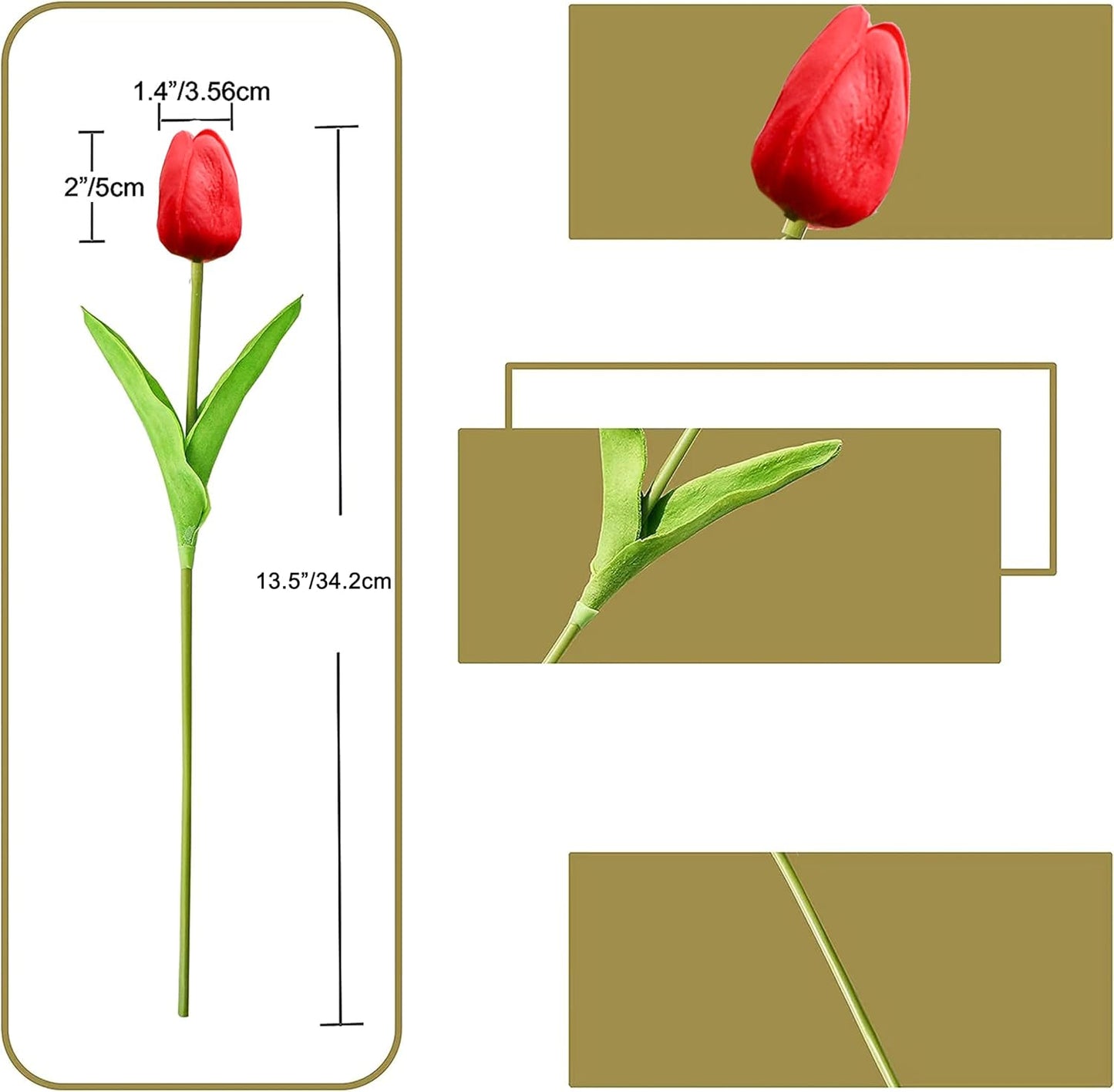 Artificial White Tulips 20 Pcs – 13.5 Inch PU Faux Flowers with Bendable Stems for Home Décor, Wedding Centerpieces, DIY Floral Arrangements, New Year and Valentine's Day