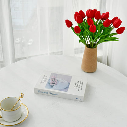 Artificial White Tulips 20 Pcs – 13.5 Inch PU Faux Flowers with Bendable Stems for Home Décor, Wedding Centerpieces, DIY Floral Arrangements, New Year and Valentine's Day
