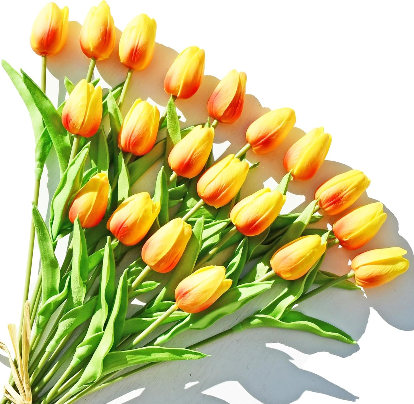 Artificial White Tulips 20 Pcs – 13.5 Inch PU Faux Flowers with Bendable Stems for Home Décor, Wedding Centerpieces, DIY Floral Arrangements, New Year and Valentine's Day
