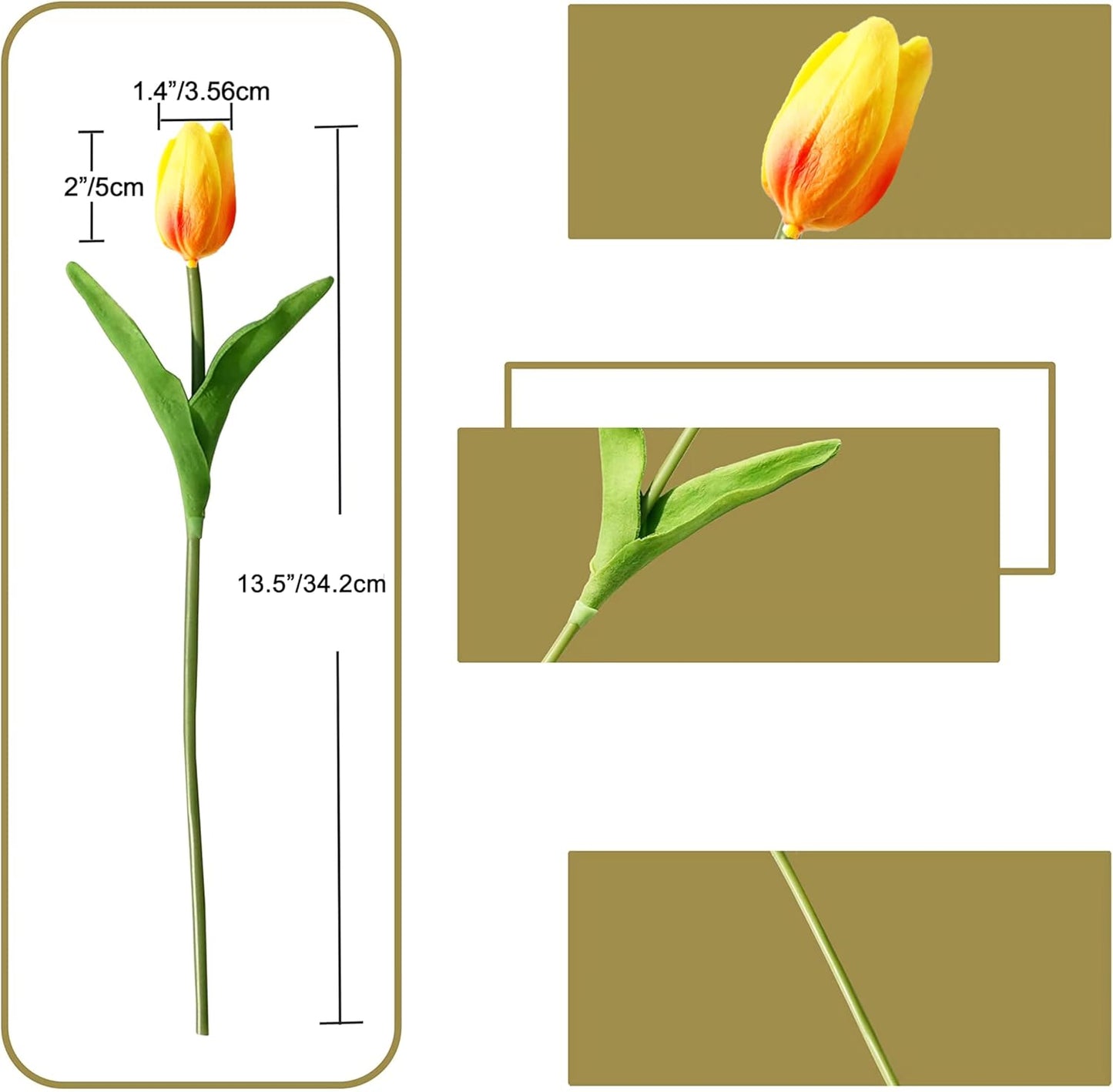 Artificial White Tulips 20 Pcs – 13.5 Inch PU Faux Flowers with Bendable Stems for Home Décor, Wedding Centerpieces, DIY Floral Arrangements, New Year and Valentine's Day