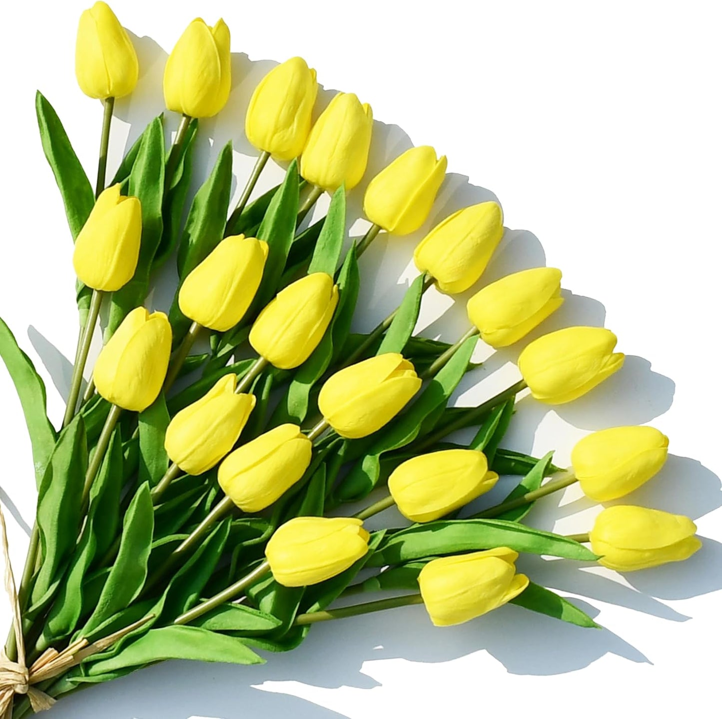 Artificial White Tulips 20 Pcs – 13.5 Inch PU Faux Flowers with Bendable Stems for Home Décor, Wedding Centerpieces, DIY Floral Arrangements, New Year and Valentine's Day