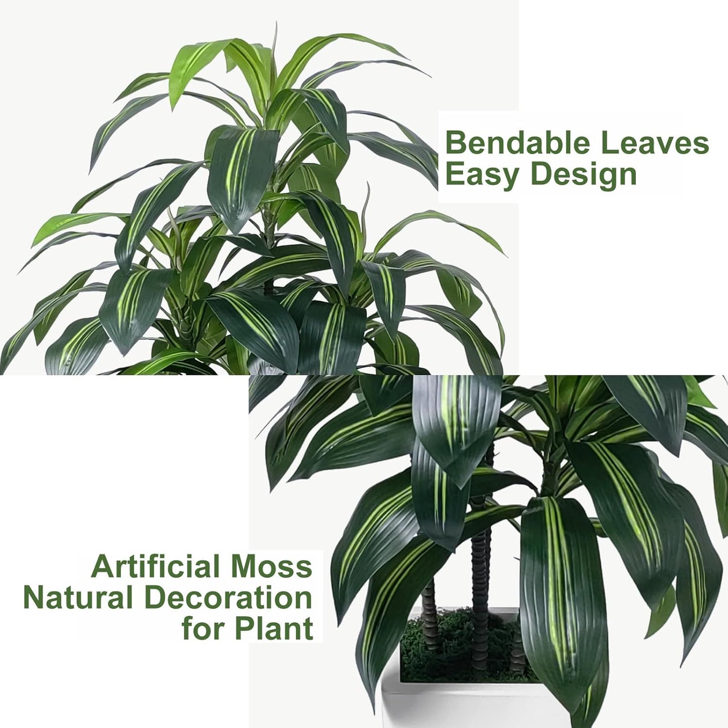 7FT Artificial Dracaena Tree, Fake Tree Indoor with Black Tall Planter,Tall Artificial Plants Indoor,Artificial Silk Tree for Home Office Decor (Black)