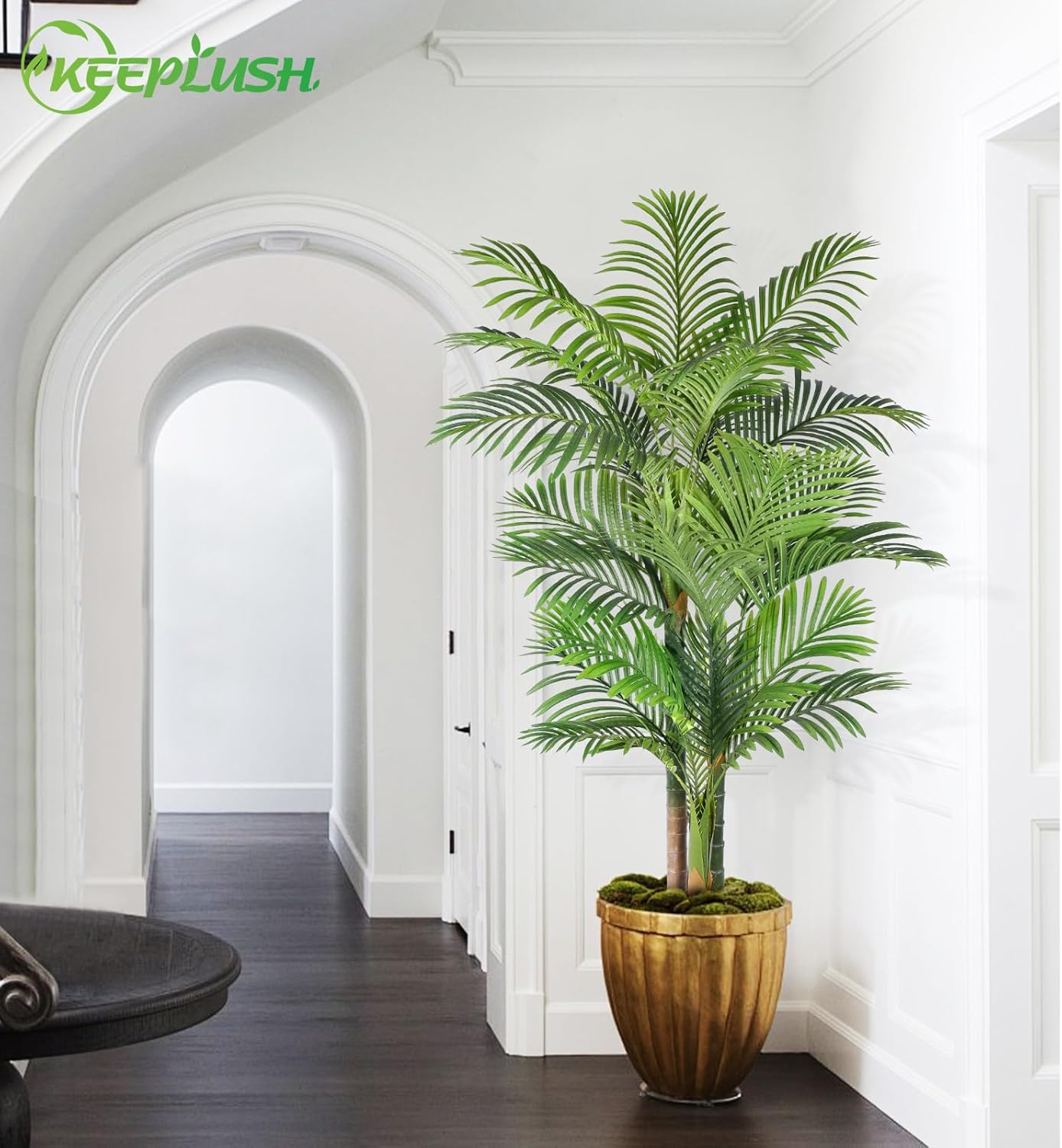 6ft Tall Triple Golden Cane Palm Artificial Tree 72inch Large Tropical Palm Tree UV Resistant Fake Plant in Pot for Indoor Outdoor Big House Living Room Outside Patio Office Home Decor 2Pack