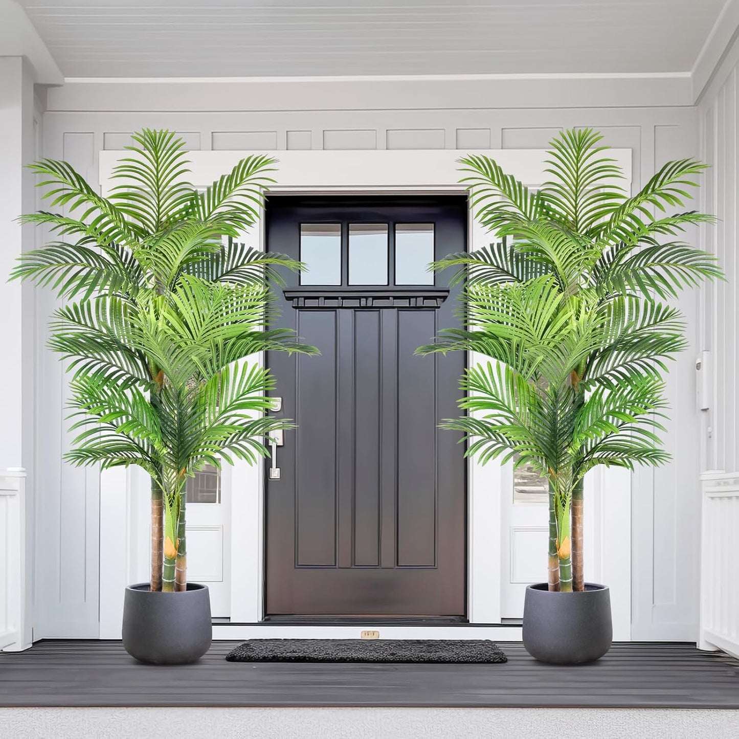 6ft Tall Triple Golden Cane Palm Artificial Tree 72inch Large Tropical Palm Tree UV Resistant Fake Plant in Pot for Indoor Outdoor Big House Living Room Outside Patio Office Home Decor 2Pack