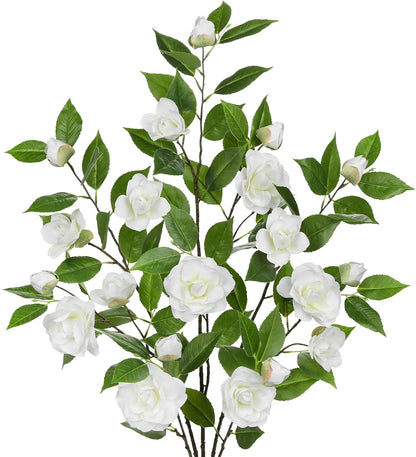 35.4" Red Artificial Flowers Stems Real Touch Fake Camellia Fade Resistant, 3Pcs Realistic Faux Camellia Silk Flowers for Floral Arrangements, Table Centerpieces, Wedding, Living Room, Entryway Decor