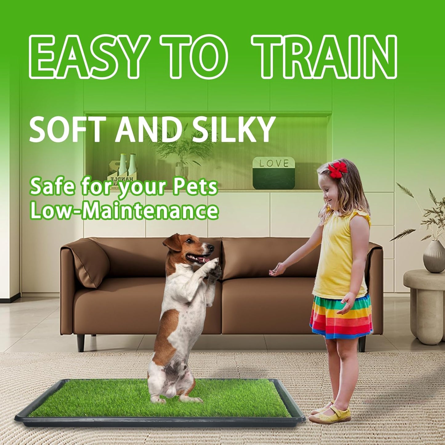 Reusable Dog Loo System with Artificial Grass Turf&Pee Pads&Tray, for Puppy Potty Training is Portable&Easy to Clean,35x23in Large Dog Litter Box Toilet for Indoor/Outdoor use（Extra Large）