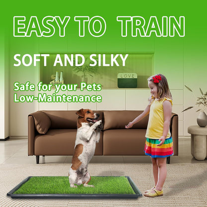 Reusable Dog Loo System with Artificial Grass Turf&Pee Pads&Tray, for Puppy Potty Training is Portable&Easy to Clean,35x23in Large Dog Litter Box Toilet for Indoor/Outdoor use（Extra Large）