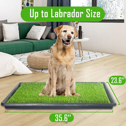 Reusable Dog Loo System with Artificial Grass Turf&Pee Pads&Tray, for Puppy Potty Training is Portable&Easy to Clean,35x23in Large Dog Litter Box Toilet for Indoor/Outdoor use（Extra Large）