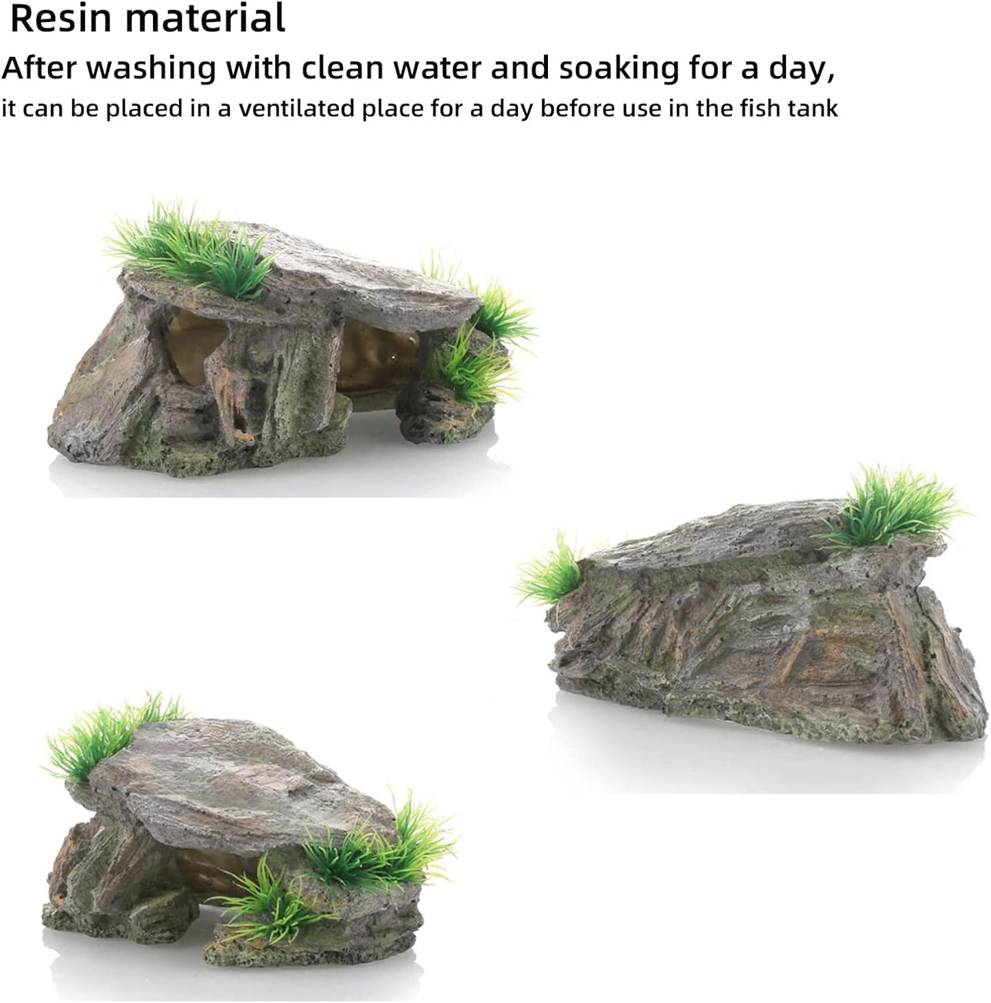 Betta Fish Hideout Cave Aquarium Rock Decor for Small Tank – 5.5 x 2.9 | Shelter for Betta Fish Guppies Shrimp / Natural Stone Look / Lightweight Resin