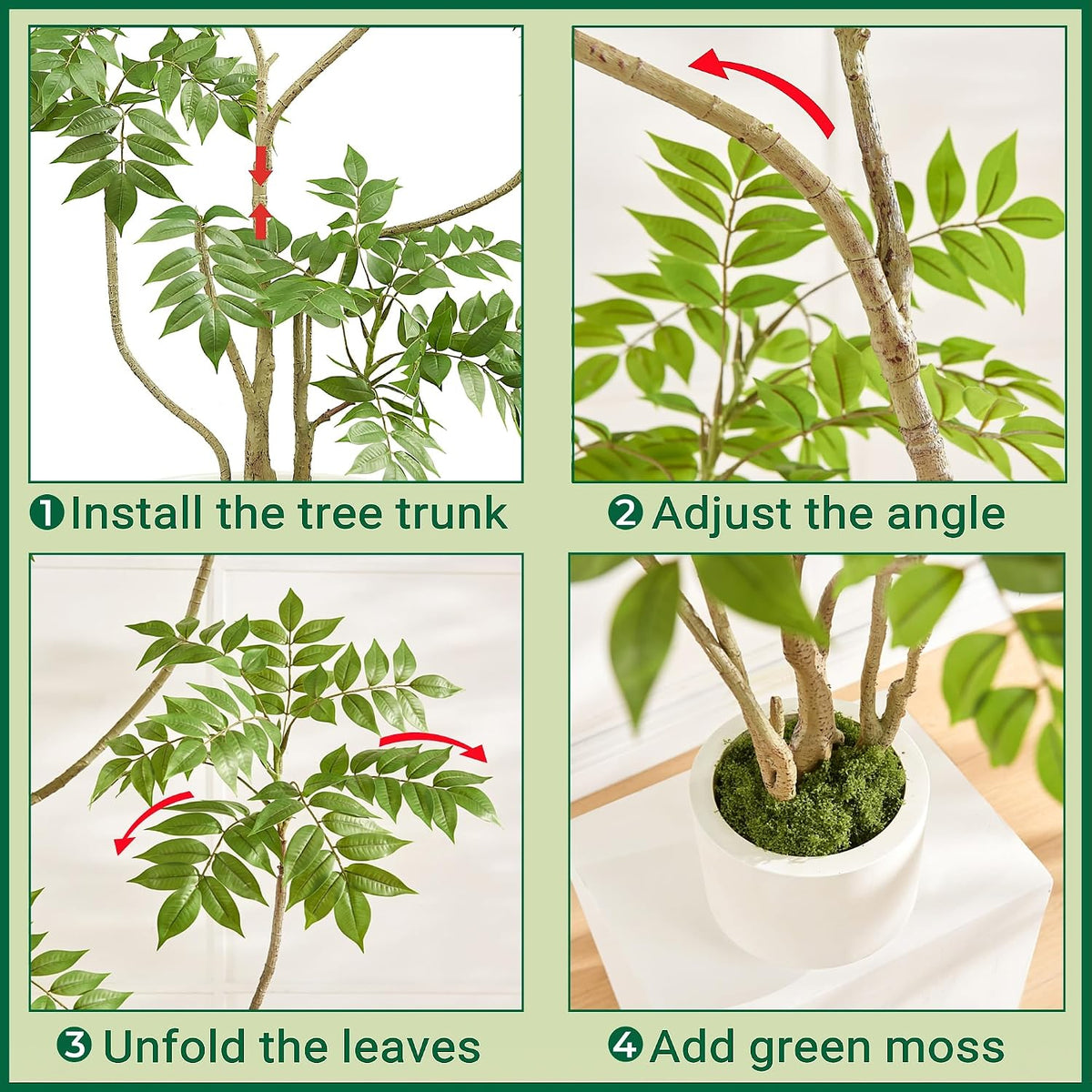 4FT Artificial Sumac Tree in White Pot, Real Touch Silk Faux Plant