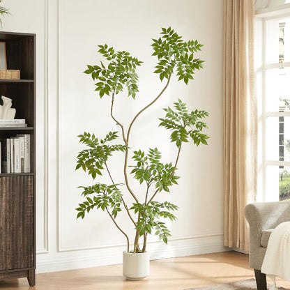 4FT Artificial Sumac Tree in White Pot, Real Touch Silk Faux Plant