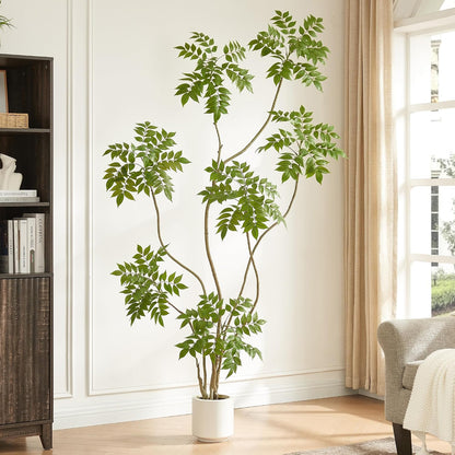 4FT Artificial Sumac Tree in White Pot, Real Touch Silk Faux Plant