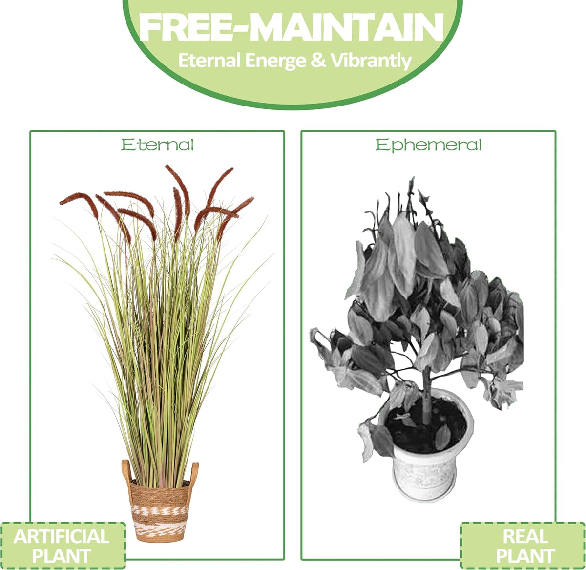 4 FT 2-Pack Artificial Horsetail Reed Grass Pampas Grass Decor