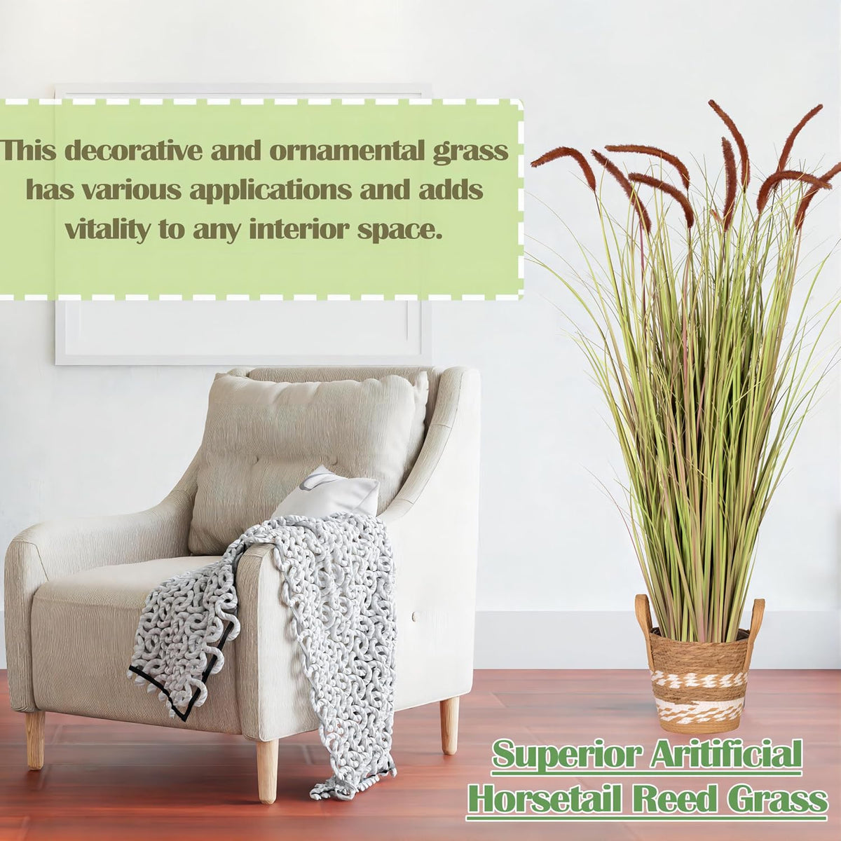 4 FT 2-Pack Artificial Horsetail Reed Grass Pampas Grass Decor