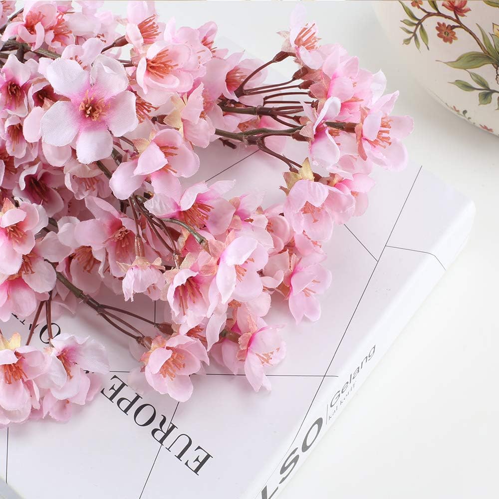4PCS 15.7" Cherry Blossom Branches Artificial Pink Flowers