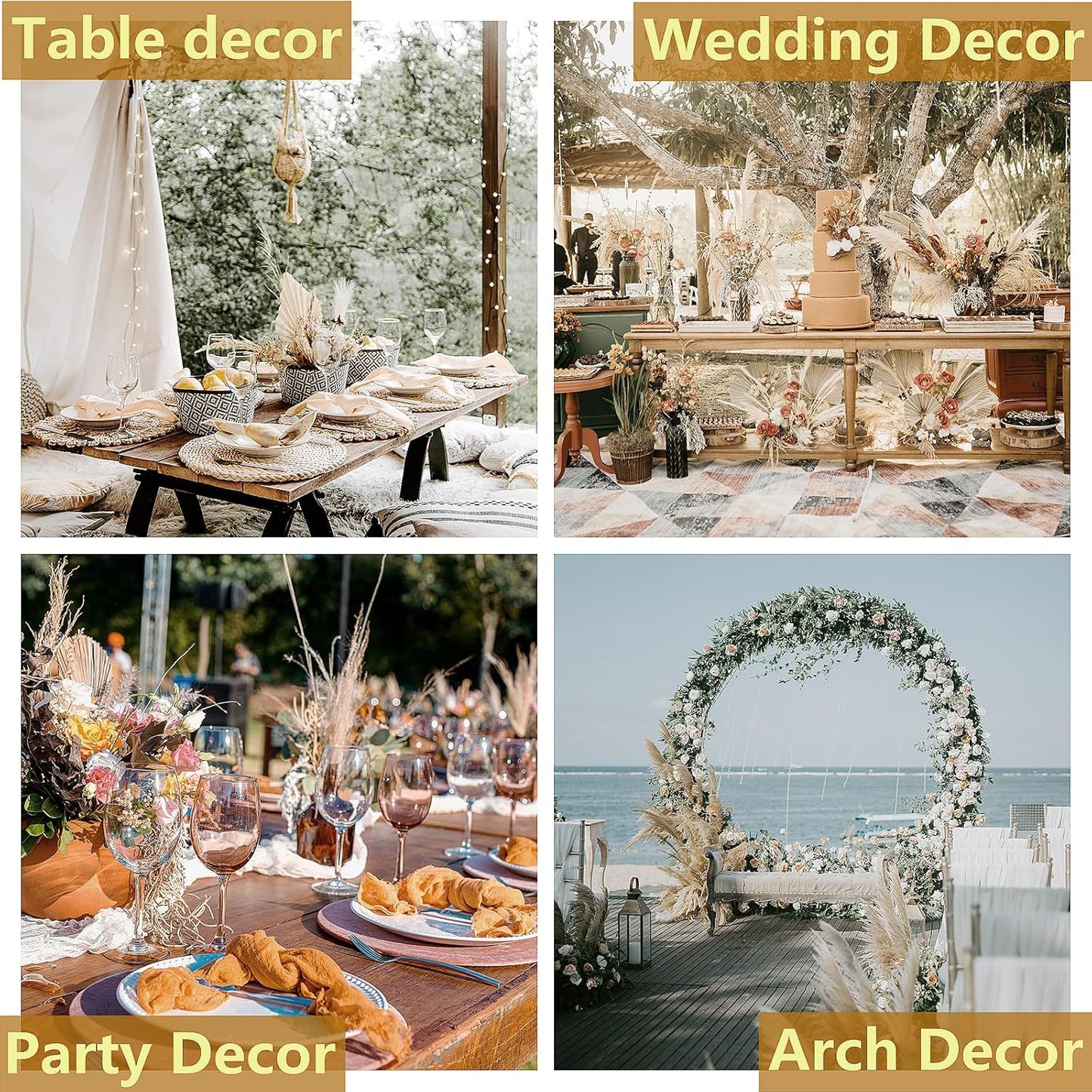 Dried Pampas Grass Decor, 100 Stems Pampas Grass Contains Bunny Tails Dried Flowers, Reed Grass Bouquet for Wedding Boho Flowers Home Table Decor, Rustic Farmhouse Party (17", White and Brown)
