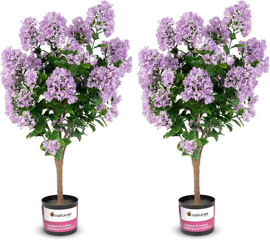 Purple Crape Myrtle Tree | 36 in High, Black Pot, Lifelike Artificial, Indoor and Outdoor, Flower Tree, UV Resistant