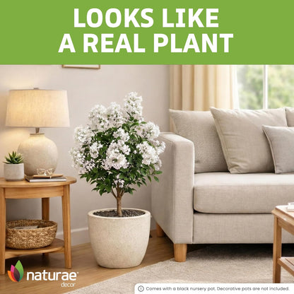 Purple Crape Myrtle Tree | 36 in High, Black Pot, Lifelike Artificial, Indoor and Outdoor, Flower Tree, UV Resistant