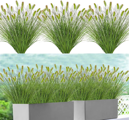 10 Bundles Artificial Grass Plants Outdoor Fake Shrubs Wheat Grass Cattails