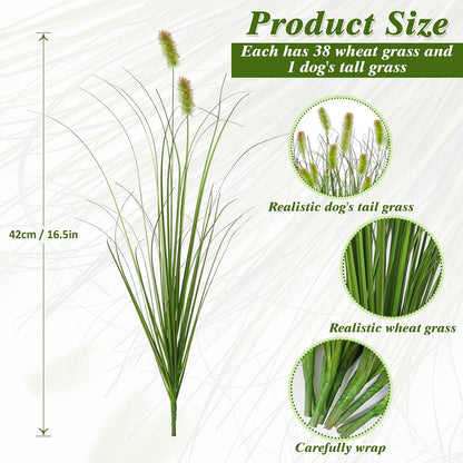 10 Bundles Artificial Grass Plants Outdoor Fake Shrubs Wheat Grass Cattails