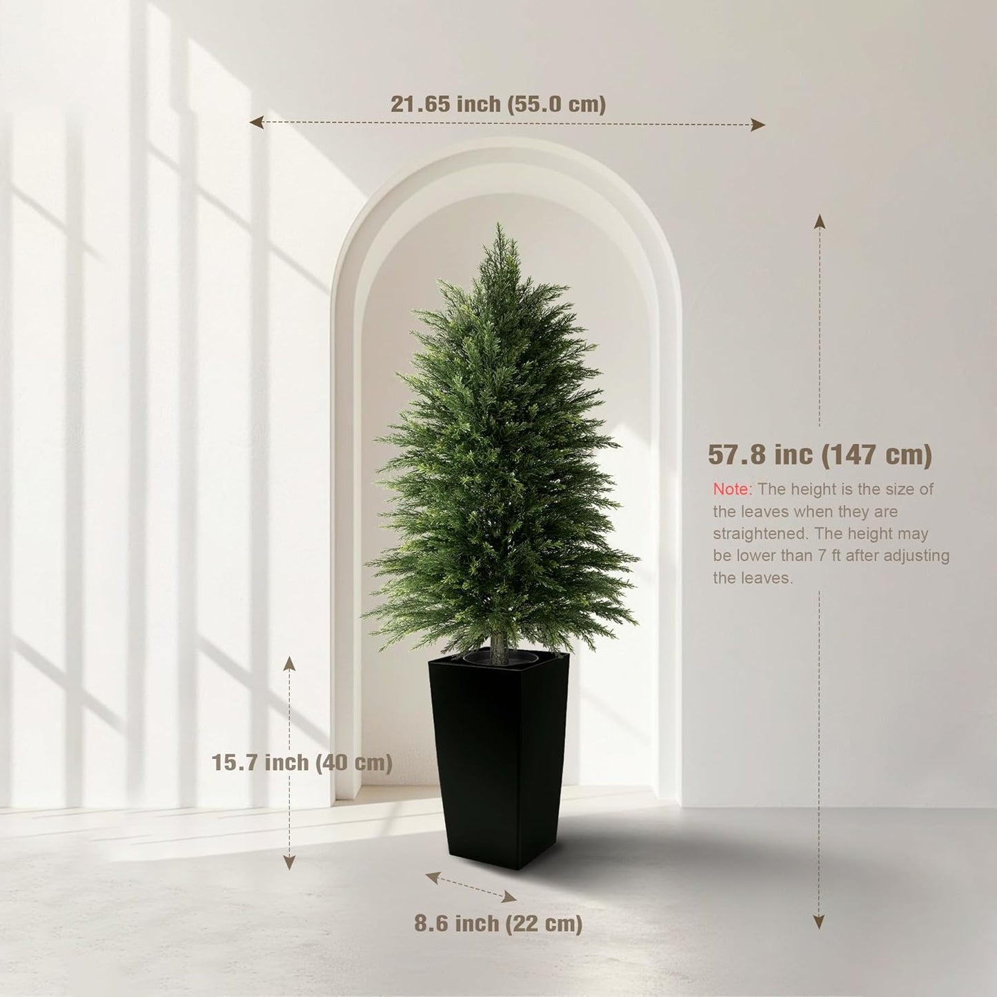 5FT Tall 2 Pack Artificial Cedar Topiary Trees with Compact Pyramidal Shape, Realistic Faux Cypress in Square Black Pot with Fillable Water Bag, Outdoor Evergreen for Front Porch Garden Home Decor