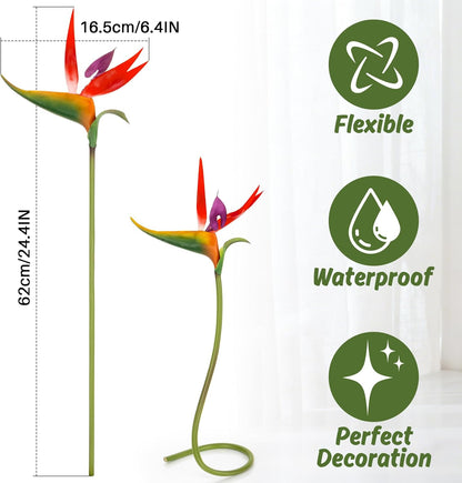 Bird of Paradise Artificial Plant - Tropical Flowers Artificial | 2 PCS 24 Inch UV Resistant Outdoor Plant Decor, Birds of Paradise Flowers for Hawaiian Party, Patio, Home Decoration, Yellow