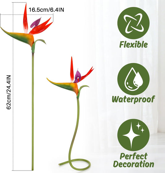 Bird of Paradise Artificial Plant - Tropical Flowers Artificial | 2 PCS 24 Inch UV Resistant Outdoor Plant Decor, Birds of Paradise Flowers for Hawaiian Party, Patio, Home Decoration, Yellow