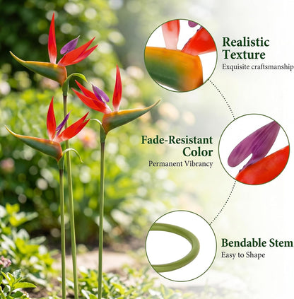 Bird of Paradise Artificial Plant - Tropical Flowers Artificial | 2 PCS 24 Inch UV Resistant Outdoor Plant Decor, Birds of Paradise Flowers for Hawaiian Party, Patio, Home Decoration, Yellow