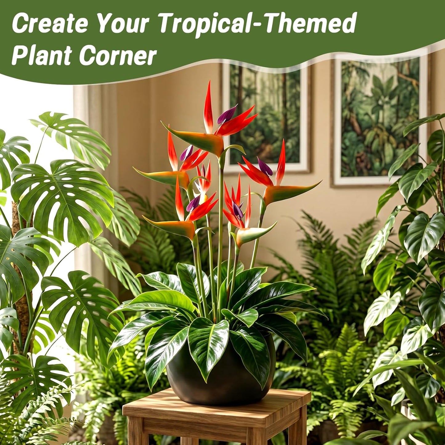 Bird of Paradise Artificial Plant - Tropical Flowers Artificial | 2 PCS 24 Inch UV Resistant Outdoor Plant Decor, Birds of Paradise Flowers for Hawaiian Party, Patio, Home Decoration, Yellow