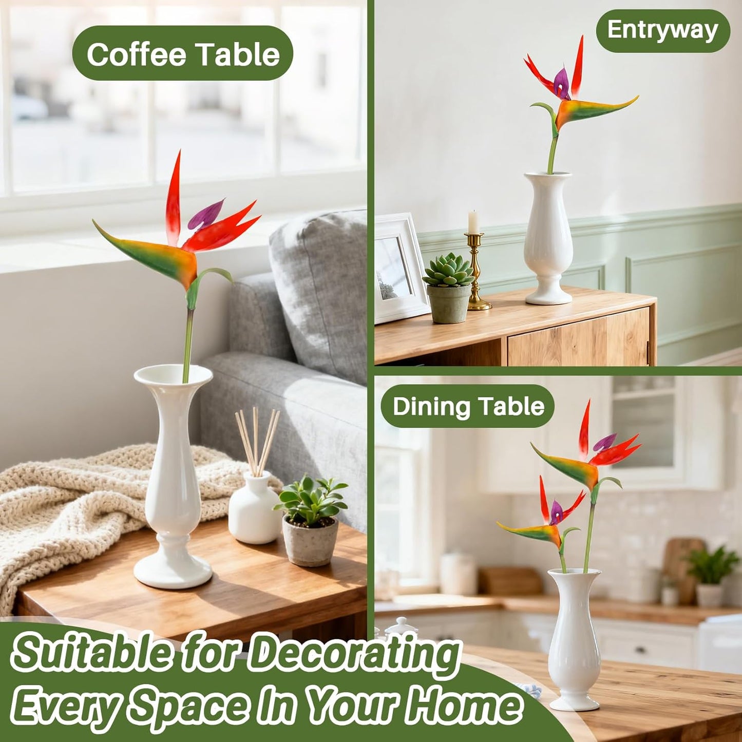 Bird of Paradise Artificial Plant - Tropical Flowers Artificial | 2 PCS 24 Inch UV Resistant Outdoor Plant Decor, Birds of Paradise Flowers for Hawaiian Party, Patio, Home Decoration, Yellow