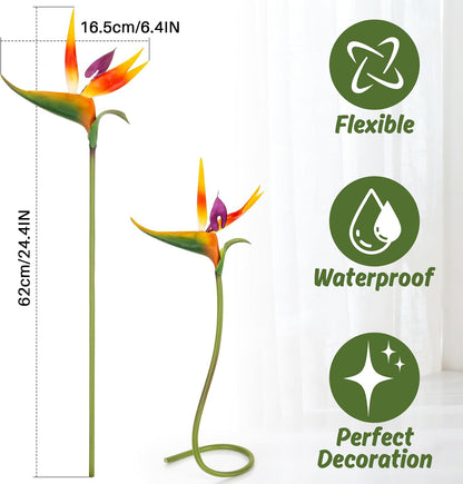 Bird of Paradise Artificial Plant - Tropical Flowers Artificial | 2 PCS 24 Inch UV Resistant Outdoor Plant Decor, Birds of Paradise Flowers for Hawaiian Party, Patio, Home Decoration, Yellow