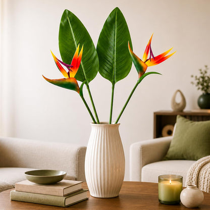 Bird of Paradise Artificial Plant - Tropical Flowers Artificial | 2 PCS 24 Inch UV Resistant Outdoor Plant Decor, Birds of Paradise Flowers for Hawaiian Party, Patio, Home Decoration, Yellow