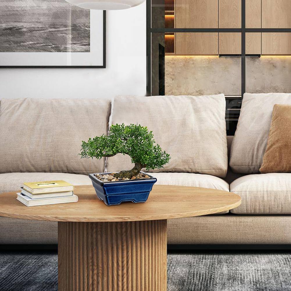 Artificial Bonsai Tree Juniper Faux Plants Indoor Fake Plants Decor with Ceramic Pots for Home Table Office Desk Bathroom Shelf Bedroom Living Room Farmhouse Decorations