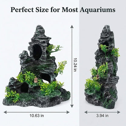 Large Fish Tank Decorations, 7.87 x 4.92 x 13.78 Inch Aquarium Rocks Aquascaping with Cave Hides, Fish Hideout Decor Landscaping Accessories for Betta