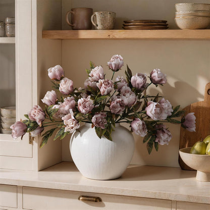 8 Pcs Artificial Peony Flowers, Faux Silk Peonies Stems with Distressed Leaves, Fade Resistant Floral Branches for Vase, DIY Bouquet, Home Decor Indoor Outdoor Wedding Table Centerpiece (Light Pink)