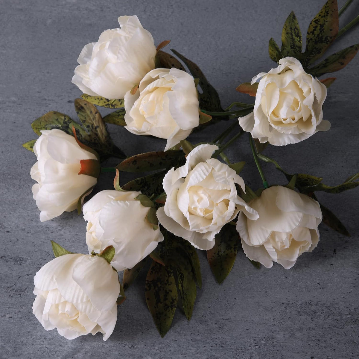 8 Pcs Artificial Peony Flowers, Faux Silk Peonies Stems with Distressed Leaves, Fade Resistant Floral Branches for Vase, DIY Bouquet, Home Decor Indoor Outdoor Wedding Table Centerpiece (Light Pink)