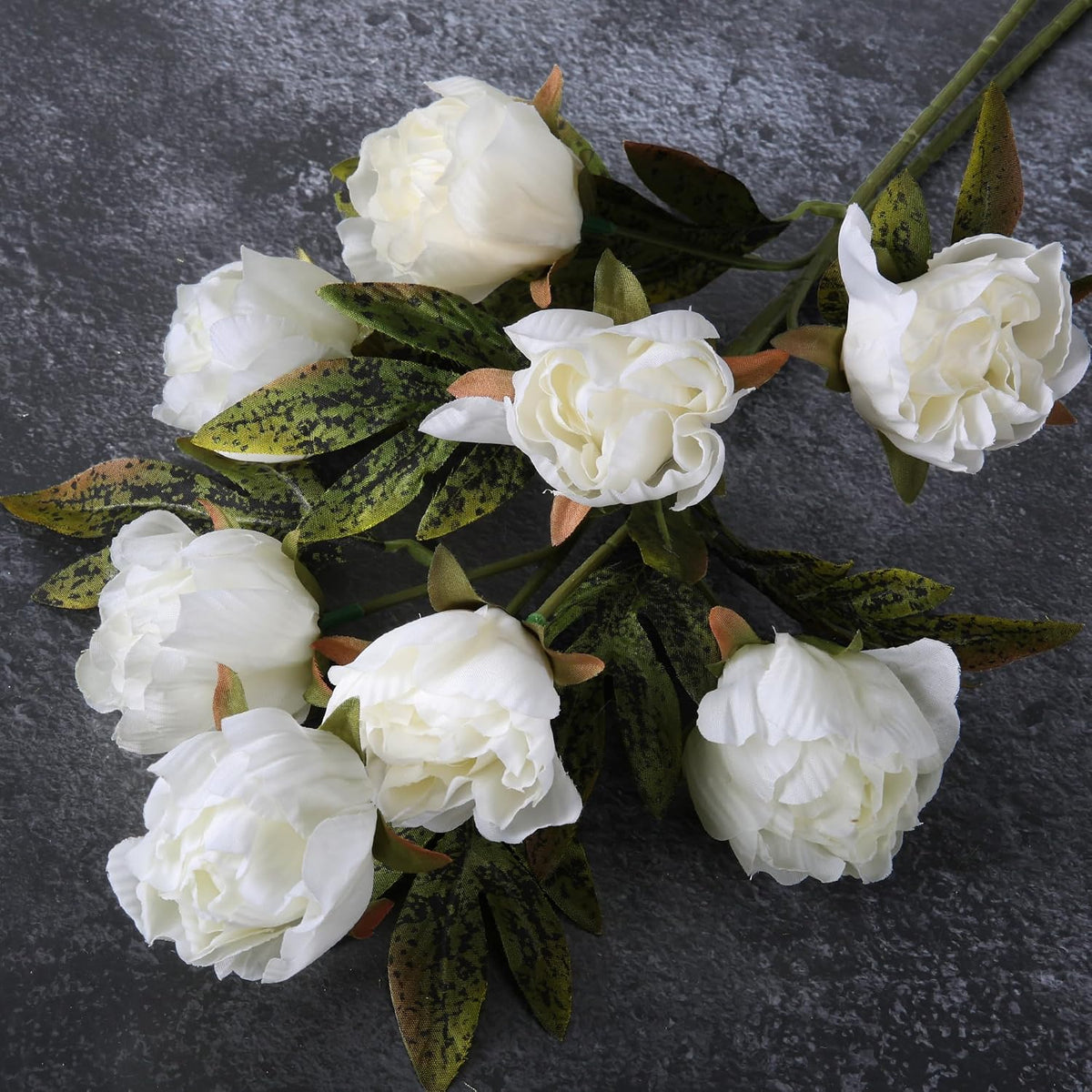 8 Pcs Artificial Peony Flowers, Faux Silk Peonies Stems with Distressed Leaves, Fade Resistant Floral Branches for Vase, DIY Bouquet, Home Decor Indoor Outdoor Wedding Table Centerpiece (Light Pink)