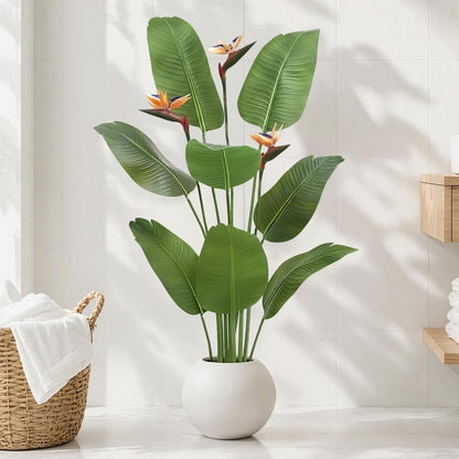 5FT Artificial Bird of Paradise Plant with Flowers, Fake Banana Tree