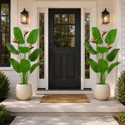 5FT Artificial Bird of Paradise Plant with Flowers, Fake Banana Tree