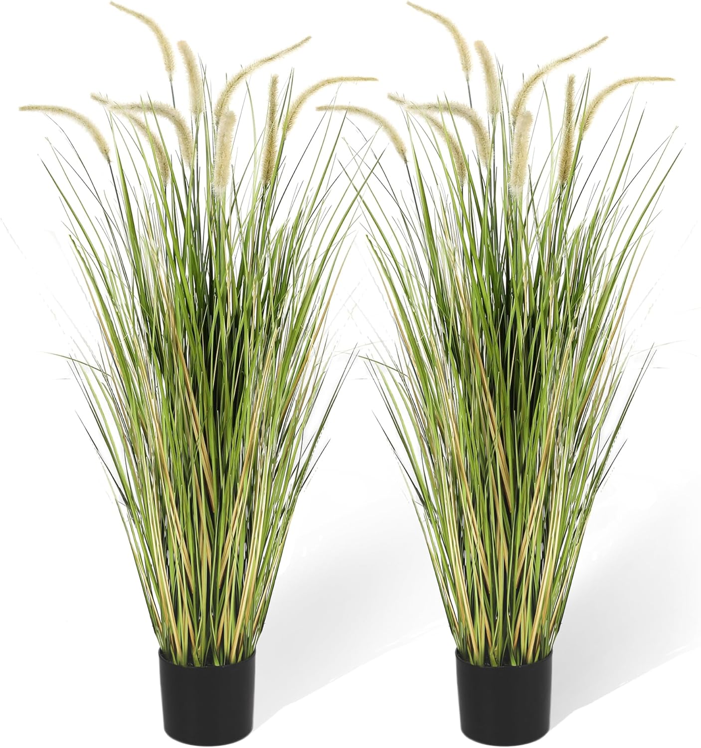 Artificial 4ft Horsetail Reed Grass, 47.2in Artificial Indoor Outdoor Fake Grass Plant, Home Office Wedding Decorative Artificial Plants & Flowers in Pot Faux Plant Greenery, Housewarming Gift