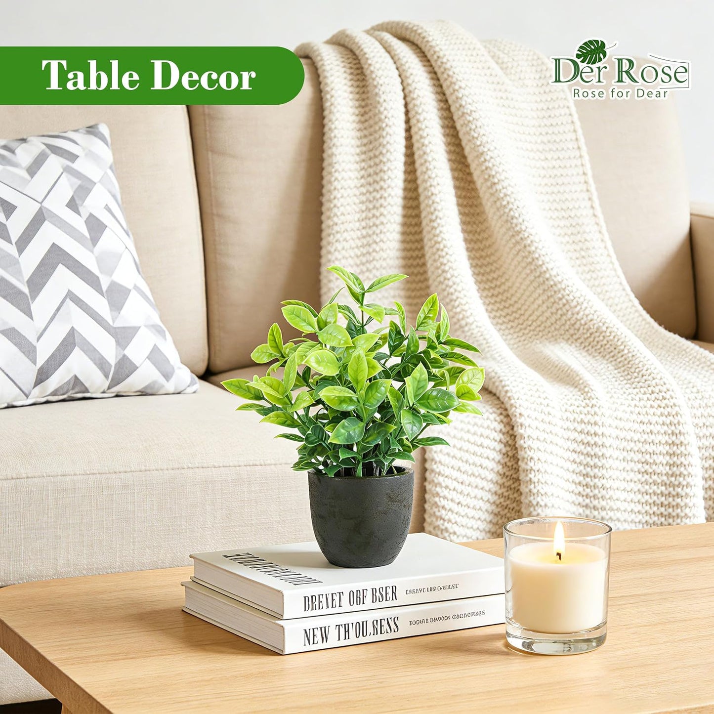 4 Pack Artificial Plants Indoor Fake Plants for Bathroom Decor | Cozy finished look, shelf tray kitchen office desk windowsill farmhouse decor, great gift, dust-resistant