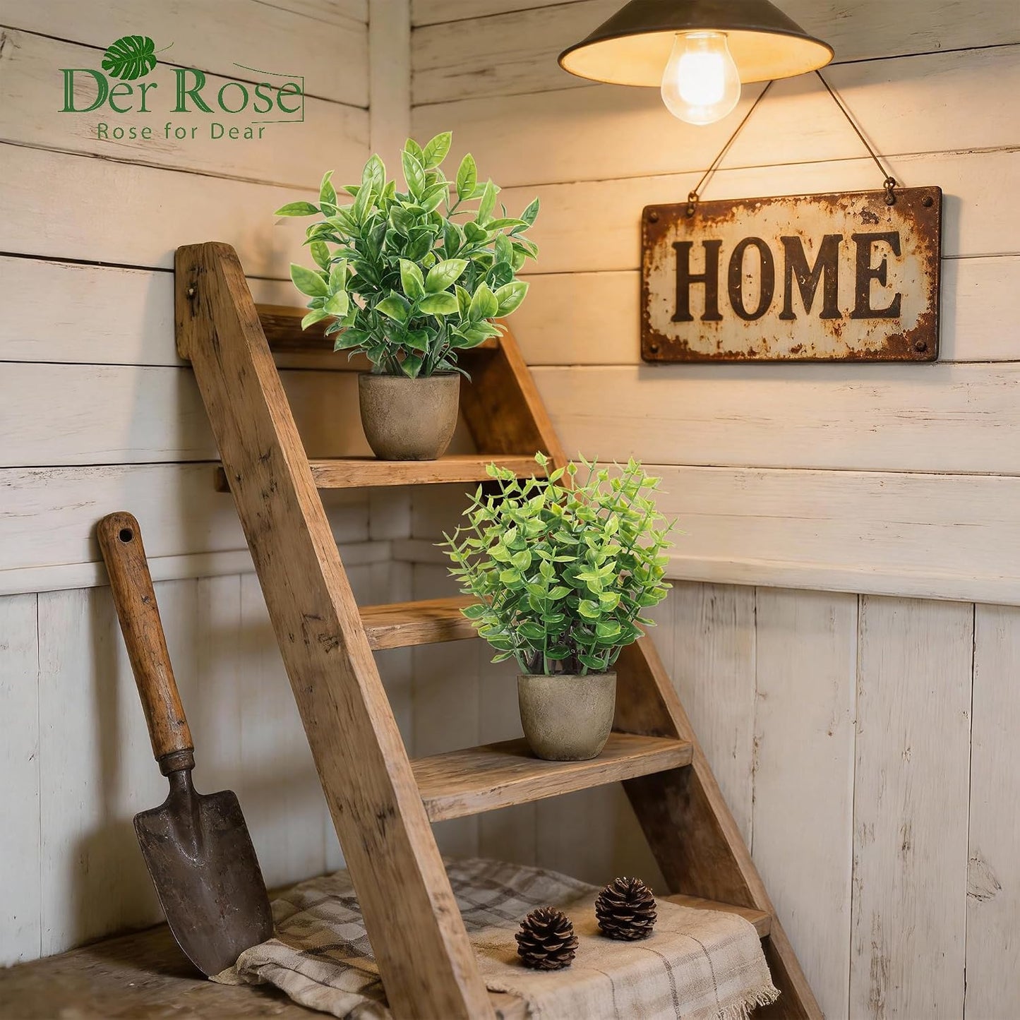 4 Pack Artificial Plants Indoor Fake Plants for Bathroom Decor | Cozy finished look, shelf tray kitchen office desk windowsill farmhouse decor, great gift, dust-resistant