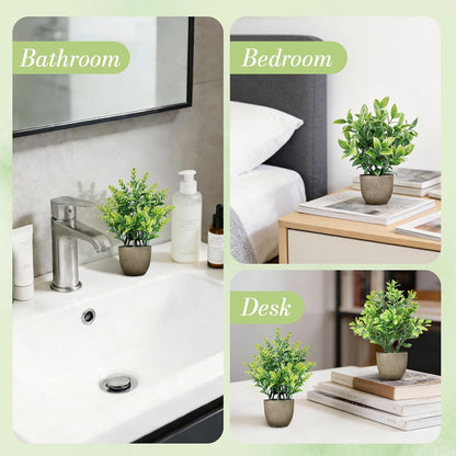 4 Pack Artificial Plants Indoor Fake Plants for Bathroom Decor | Cozy finished look, shelf tray kitchen office desk windowsill farmhouse decor, great gift, dust-resistant