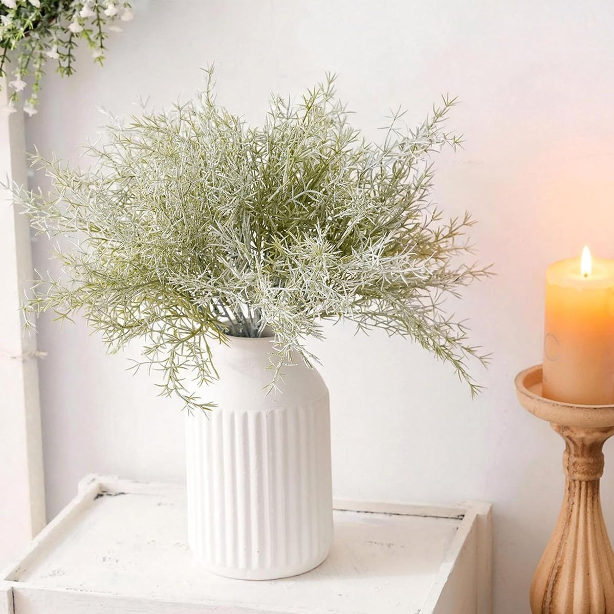 3 Bundles Faux Rosemary Plants Artificial Rosemary Branches Green Fake Plastic Greenery Stems for Home Garden Party Wedding Decoration