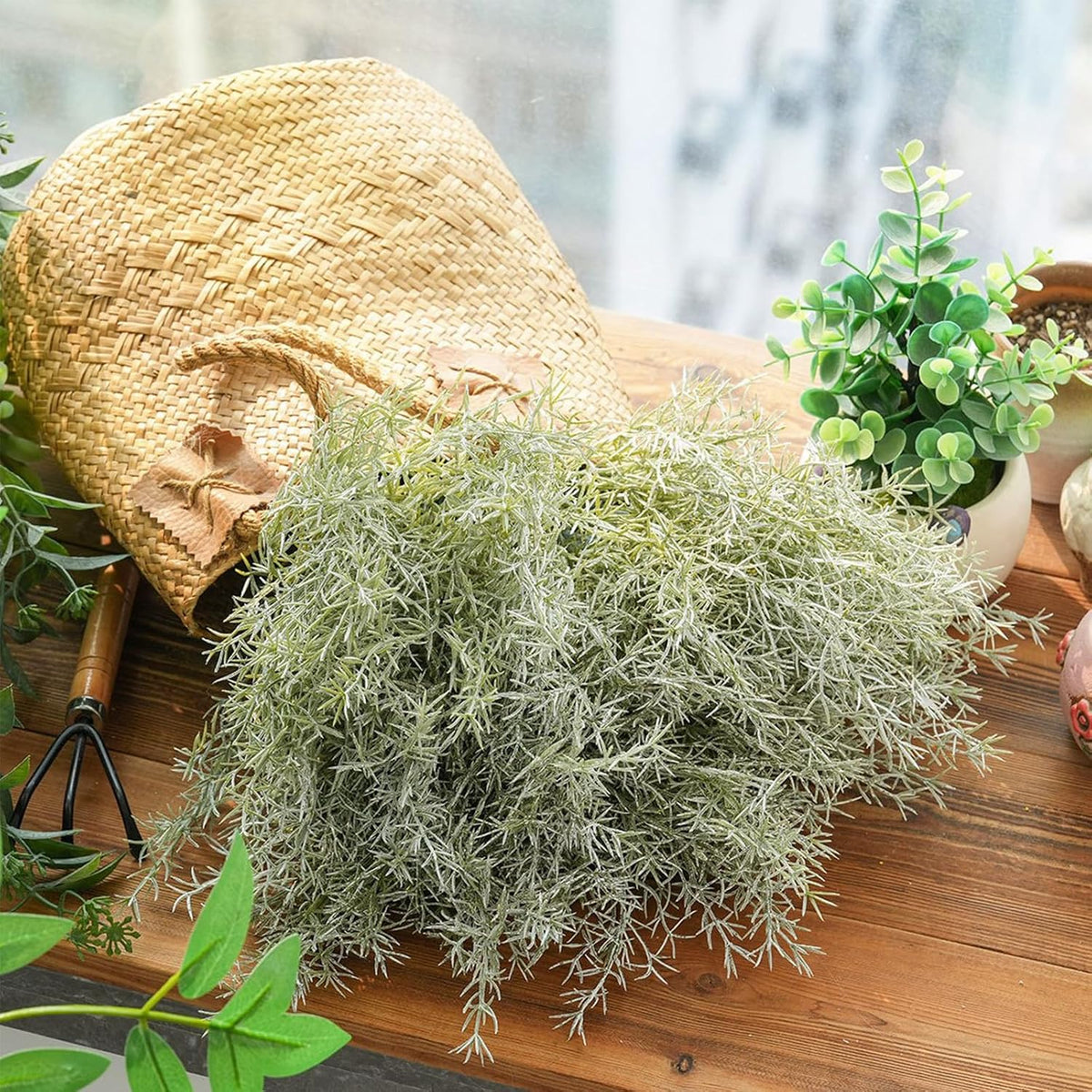 3 Bundles Faux Rosemary Plants Artificial Rosemary Branches Green Fake Plastic Greenery Stems for Home Garden Party Wedding Decoration
