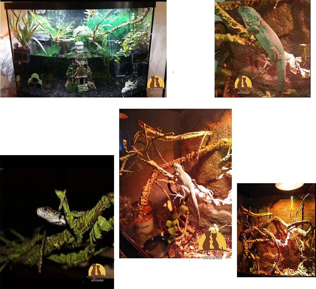 Flexible Realistic Jungle Vines Pet Habitat Decor for Lizard,Frogs, Snakes,Chameleons and More Reptiles, 3.6ft Long