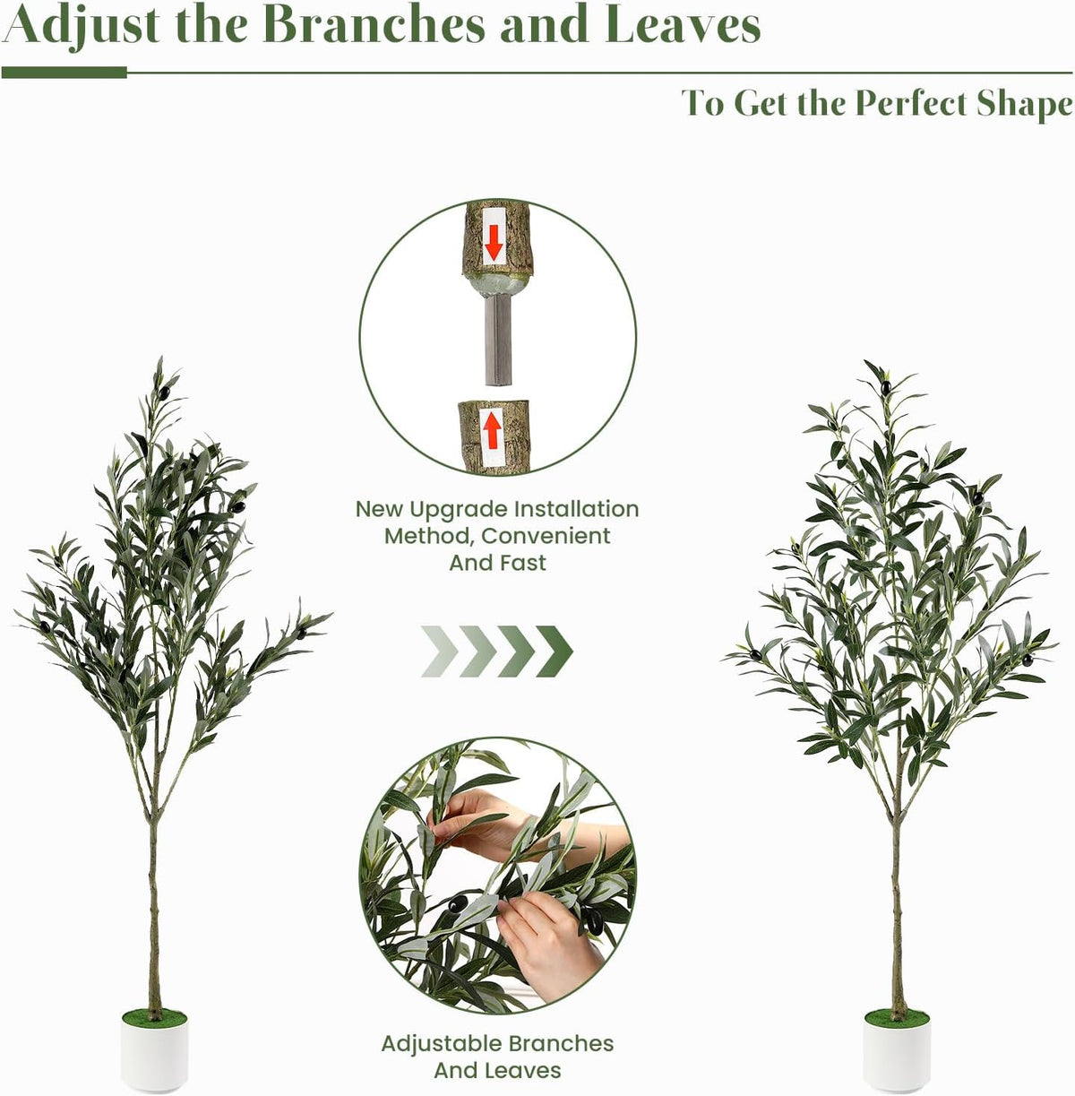6FT Faux Olive Tree with Fruits White Pot, Indoor Home Decor