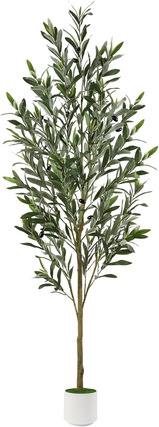 6FT Faux Olive Tree with Fruits White Pot, Indoor Home Decor